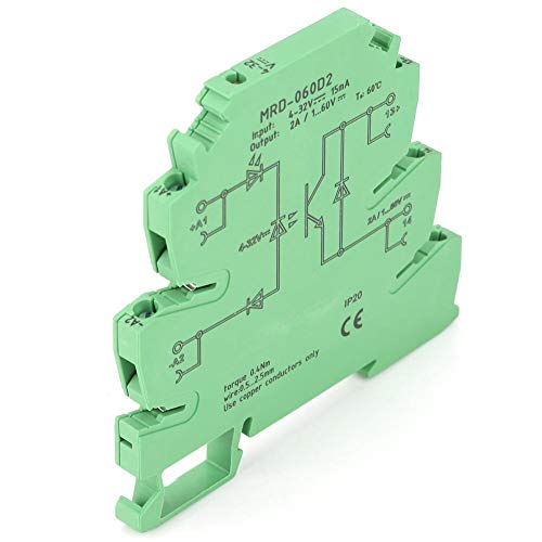 MRD 060D2 Relaismodul, Eingang 4-32 V DC Ausgang 1-60 V DC 6,2 mm Ultradünnes Halbleitermodul TS 35 Schienenmontage mit LED Eingangszustandsanzeige von Vikye