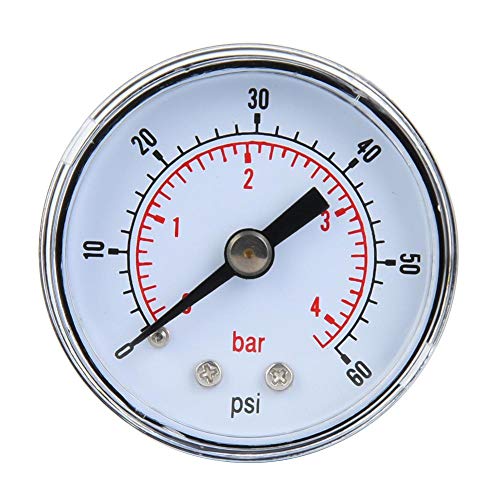 Mechanisches Manometer, 1/8 Zoll BSPT Axialmanometer für Luft, Öl und Wasser(0-60psi,0-4bar) von Vikye