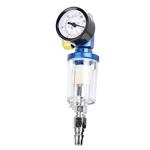 Mini Luftdruckregler, 1/4 Zoll Lufteinlassdruckregler + Inline Wasser Ölabscheider Filter für Spritzpistolenwerkzeug von Vikye