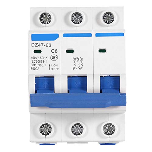 Miniatur-Leistungsschalter, AC 400V 6/10/16/20A 3-poliger Schutzschalter MCB-Sicherheitsschalter DZ47-63 für kleine Solarstromerzeugungssysteme(6A) von Vikye