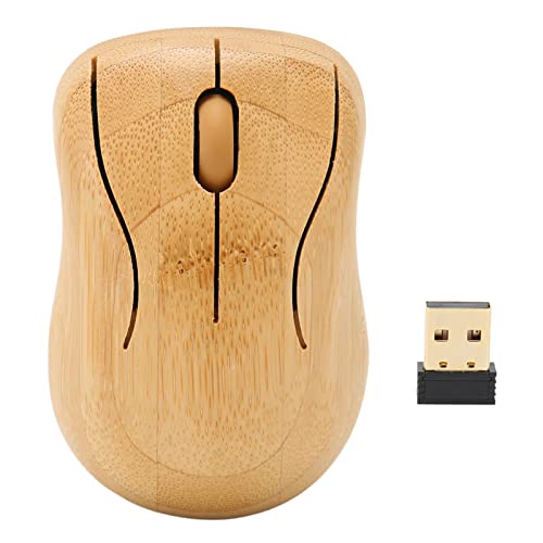 Vikye Tastatur- und Maus-Set, 2,4-GHz-Wireless-Plug-and-Play-Bambus-Computer-Wireless-Geräte, Wireless-Verbindungs-Holz-Computer-Steuergeräte für das Büro (Maus) von Vikye