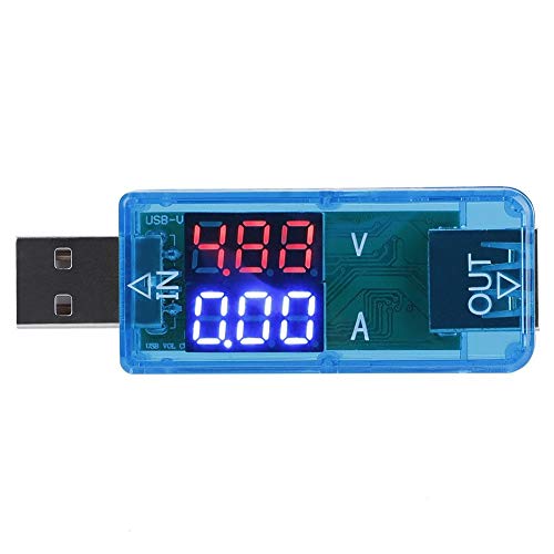 USB-Digitalmultimeter, Farb-LCD-Voltmeter-Amperemeter Zweireihig Zeigt das Strommesser-Multimeter-Ladegerät, USB-Tester an(Blau) von Vikye