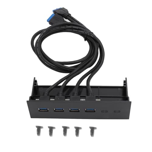 Vikye 4 Ports USB 3.0-Frontplatten-Hub, 5,25 Zoll 5 Gbit/s Optisches Laufwerk-Erweiterungspanel, Optisches Laufwerk-Frontpanel für Desktop-Motherboard von Vikye