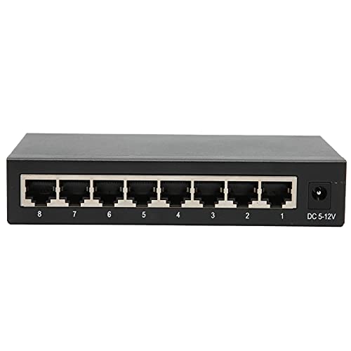 Vikye 8 Ports Ethernet-Glasfaser-Switch, Selbstanpassender Netzwerk-PoE-Switch für Büro und Zuhause, Leiser Desktop-Ethernet-Splitter, Plug-and-Play, RJ45 10/100/1000 Mbit/s (EU-Stecker) von Vikye