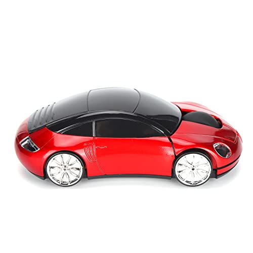 Vikye Autoförmige Tragbare 2,4-G-Akku-Maus mit USB-Empfänger, Präzise Optische Positionierung, Ergonomisches Design, Langlebiges ABS-Material, Intelligente Energieeinsparung (Rot) von Vikye