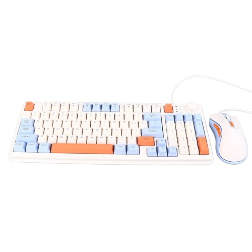 Vikye Gaming-Tastatur, USB-Kabel, Ergonomisches Mechanisches Gefühl, Computer-Tastatur und Maus-Kombination, Gaming-Tastatur und Maus-Set, Seeblau von Vikye