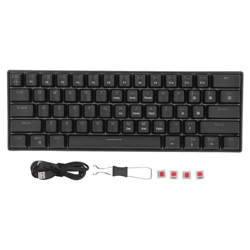 Vikye Kompakte Rote Mechanische Gaming-Tastatur in 60% Größe mit Abnehmbarem -Kabel, LED-Hintergrundbeleuchtung, Breite Kompatibilität von Vikye