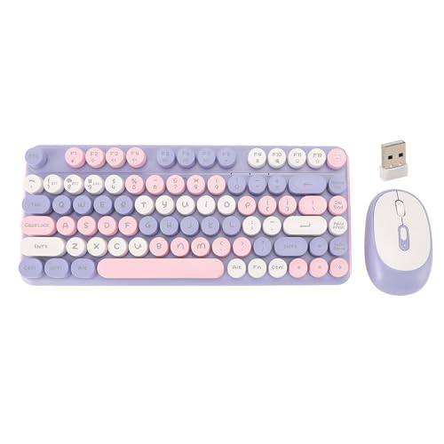 Mechanische Gaming-Tastatur, 2 – Modi, 82 Tasten, Verstellbare DPI-Tastatur mit Geräuscharmer Maus für Büro-Gaming, BT / 2,4 GHz (violett) von Vikye