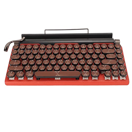Vikye Tastaturen, Kabelgebunden/drahtlos/Bluetooth 3 Modi 83 Tasten Mechanische Bluetooth-Tastatur, Bunte RGB-Hintergrundbeleuchtung, Drahtlose Retro-Schreibmaschinentastatur (Orange) von Vikye