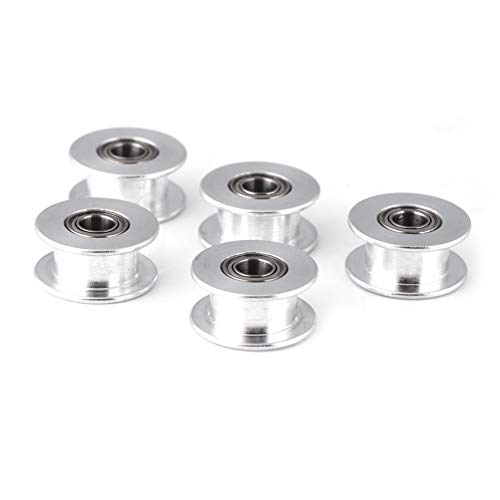 Zahnriemenscheibe, hochwertiges Aluminium glatt 2GT 6mm / 10mm breiter Riemenscheibenriemen 16T / 20T 3mm / 5mm Bohrung 3D-Drucker Accessary 5pcs / Set(W6mm, 20T, Bore 5, Toothless) von Vikye