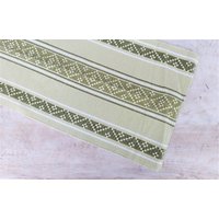 Grüner Tischläufer, Tischdekoration, Vintage Textil, Baumwolltischdecke von VilRaVintage