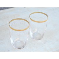 Set 2 Vintage Gläser, Trinkgläser, Rustikales Bar Glas Vintage, Weißes Tischglas, Retro Glas, Wassergläser von VilRaVintage