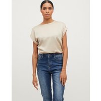 Vila Kurzarmshirt "VIELLETTE S/S SATIN TOP - NOOS", Satin Optik von Vila