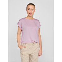 Vila Kurzarmshirt "VIELLETTE S/S SATIN TOP - NOOS", Satin Optik von Vila