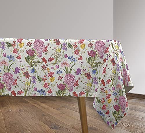 Vilber, Tischdecke aus Stoff, rechteckig, Harz, schmutzabweisend, wasserdicht, mit Blumenmuster, Flower-R01, Mehrfarbig, 100 x 136 cm von Vilber