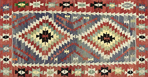 Vilber, Vinyl-Teppich, ethnisch, Rautenmuster, Flur, Küche, Wohnzimmer, Zuhause, Mehrfarbig, Verschiedene Größen, Maße: 52 x 100 cm, Kilim.2574 01. von Vilber