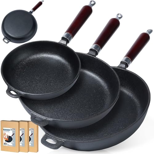 Gusseisenpfannen-Set Eisenpfanne Grillpfanne aus Gusseisen CAST LINE 20/24 / 28 cm 3 Stk. von Vilde