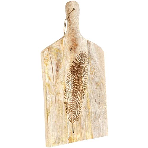 Holzbrett Schneidebrett Servierbrett mit Griff Blattmuster 50,5x24,5x2 cm Holzbrett Schneidebrett Servierbrett mit Griff Blattmuster 50,5x24,5x2 cm von Vilde