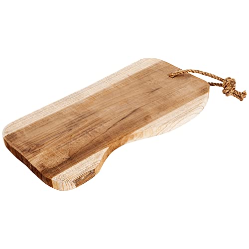 Holzbrett Servierbrett Schneidebrett aus Teakholz rustikal 35x18,5x2 cm von Vilde