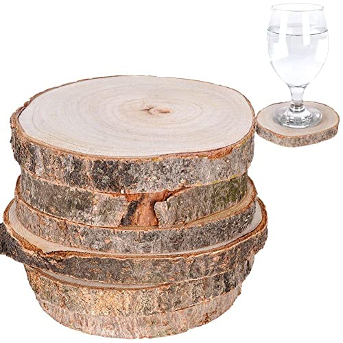 Holzscheibe mit Rinde/Holzuntersetzer Untersetzer Getränke-Untersetzer Becheruntersetzer aus Holz, 6er-Set von Vilde
