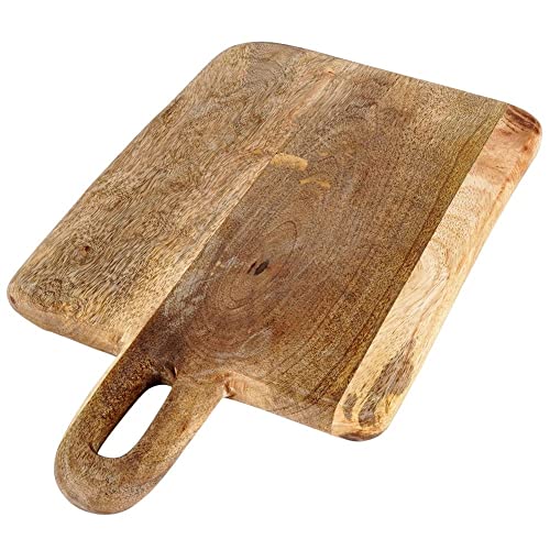 Holzschneidebrett Schneidebrett Mangoholz Brett Tablett mit Griff 33x20x2 cm von Vilde
