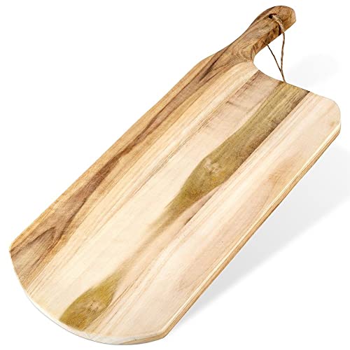 Holzschneidebrett Schneidebrett Servierbrett Servierplatte Holzbrett Tablett mit Griff 45x19 cm von Vilde