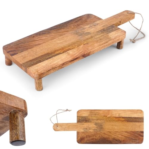 Küchenbrett Holzbrett Schneidebrett Servierbett aus Holz auf Füßen 50,5x19,5 cm von Vilde