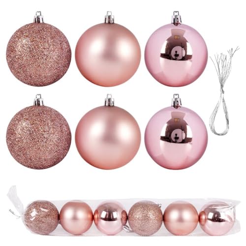 Vilde Kugeln Christbaumkugeln Christbaumschmuck Tannenbaumkugeln Weihnachtsdeko Weihnachtskugeln bruchfest Rosa 6er-Set 7 cm von Vilde