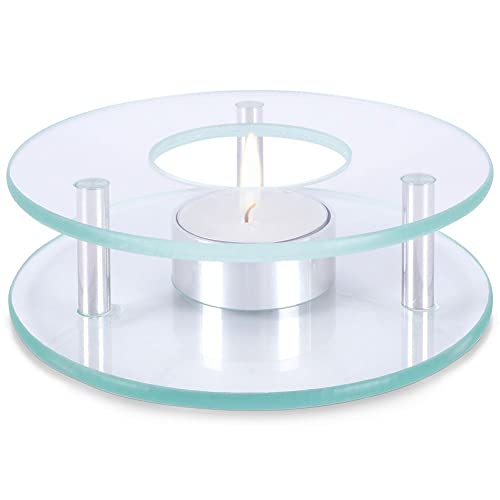 Stövchen Teelichthalter Warmhalter Teewärmer Kaffeewärmer Kannenwärmer Warmhalteplatte Teelichtstövchen aus Glas 12,5 cm von Vilde