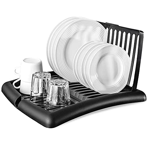 Vilde Geschirrabtropfer Abtropfgestell Dish Drainer Drying Rack Geschirrabtropfgestell Geschirr, Geschirrständer Abtropfständer Geschirrtrockner Klein Trockengestell Schwarz 45x39x26 cm von Vilde