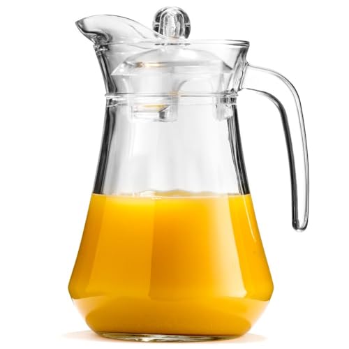 VILDE - Glaskaraffe mit Deckel und Ausgießer - 1,4 Liter - Karaffe Krug Glas Wasserkaraffe mit Deckel - Wasserkrug Wasserkanne Wasser Karaffen Tee Fruchteinsatz Karaffee Wasserkaraffen Glaskaraff von Vilde