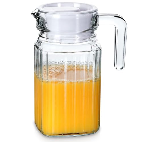 VILDE - Glaskaraffe mit Deckel und Ausgießer - 650 ml - Karaffe Krug Glas Wasserkaraffe mit Deckel - Wasserkrug Wasserkanne Wasser Karaffen Tee Fruchteinsatz Karaffee Wasserkaraffen Glaskaraff von Vilde