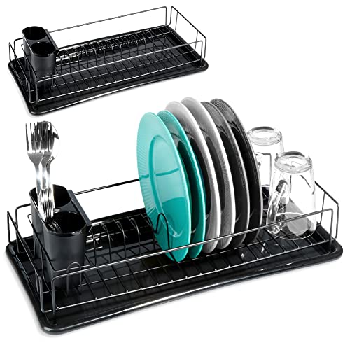 Vilde Abtropfgestell Teller-, Tassen- und Bestecktrockner | Geschirr Abtropfständer | 50x24x9 cm | EIN notwendiges Element jeder Küche | Edelstahl, Kunststoff | Schwarz Vilde Abtropfgestell Teller-, Tassen- und Bestecktrockner | Geschirr Abtropfständer | 50x24x9 cm | EIN notwendiges Element jeder Küche | Edelstahl, Kunststoff | Schwarz von Vilde