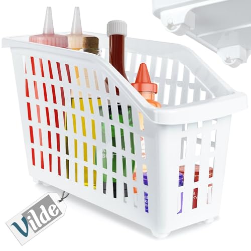 Aufbewahrungsbehälter Aufbewahrungskorb Kunststoff-Behälter mit Rollen weiß schmal 13 L Aufbewahrungsbehälter Aufbewahrungskorb Kunststoff-Behälter mit Rollen weiß schmal 13 L von Vilde