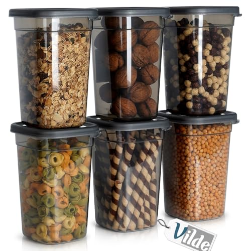 Vilde Aufbewahrungsbehälter für trockene Lebensmittel mit Deckel Vorratsbehälter 1 L 6 STK. von Vilde