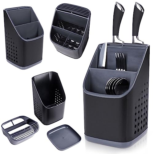 Vilde Besteck-Abtropfkorb Besteckabtropfer Besteckkorb Küchen-Utensilienhalter Küchenorganizer Besteckorganizer schwarz von Vilde