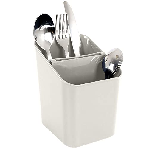 Vilde Besteck-Abtropfkorb Besteckabtropfer Besteckkorb Küchen-Utensilienhalter mit 2 Fächern Küchenorganizer Besteckorganizer Aschgrau von Vilde