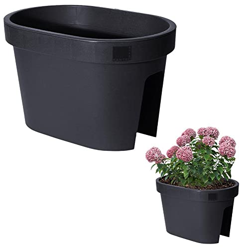 Vilde Blumenkasten Balkonkasten Blumentopf Pflanzentopf für Geländer Balkongeländer hängend schwarz 39,5x26,5x24 cm von Vilde