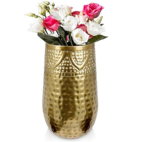 Vilde Blumenvase Metallblumenvase Vase Blumen Blumentopf Pflanzentopf dekorativ aus Metall Gold 18x30 cm von Vilde