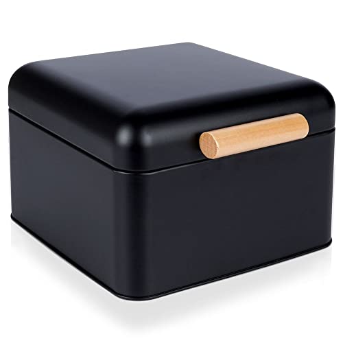 Vilde - Brotkasten metall - Brotbox - Brotbehälter - Bread box - Brot aufbewahrungsbox - schwarz - 22 x 20 x 14 cm von Vilde