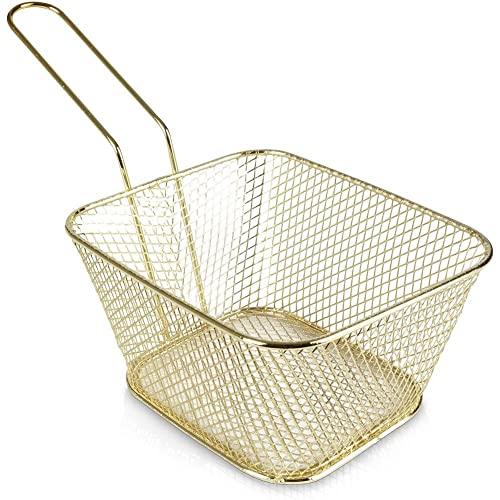 Vilde Drahtkorb Korb Frittierkorb Friteuse zum Servieren von Pommes Edelstahl Gold von Vilde