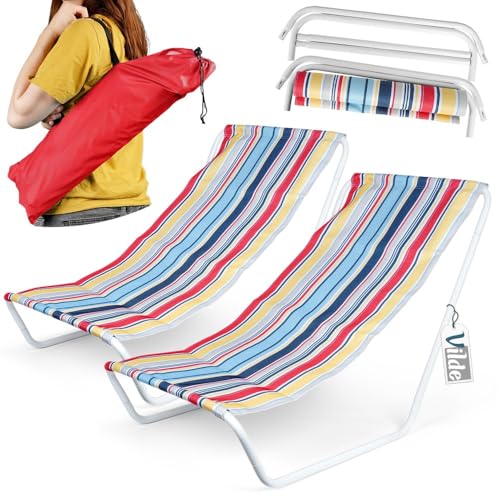 Vilde - Gartenliege Sonnenliege Klappbar - Sonnenliegen - Klappbare Garten Liege Gartenliegen Leicht - Strandliege Liegestuhl Balkon Balkonliege - Strandstuhl tragbar - Set 2 Stück - bunt von Vilde