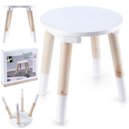 Vilde Kinderhocker Schemel Sitzhocker Kinderstuhl aus Holz weiß 24x26 cm von Vilde