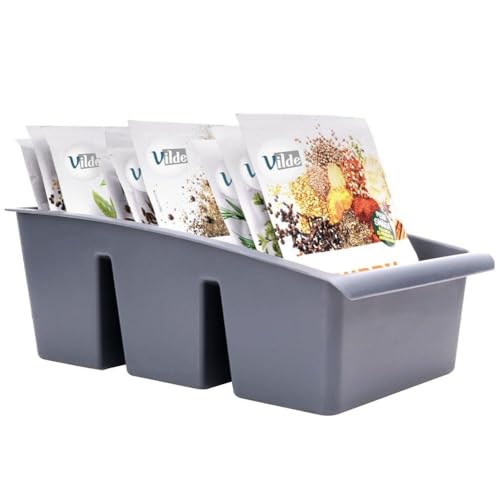 Vilde Küchen Organizer | Aufbewahrungsbox für Gewürze, Tütensuppen | Gewürzsortierer mit 3 Fächern | grau 25x15x9 cm | Made in EU Vilde Küchen Organizer | Aufbewahrungsbox für Gewürze, Tütensuppen | Gewürzsortierer mit 3 Fächern | grau 25x15x9 cm | Made in EU von Vilde