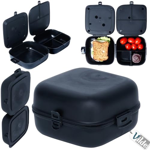 Vilde Lunchbox Frühstücksbox Brotbüchse Lebensmittelbehälter Frischhaltedose geteilt schwarz 2x700 ml von Vilde