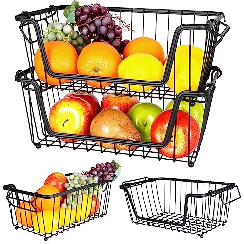 Vilde Obstkorb Obst-Etagere Loft-Korb aus Metall für Obst und Gemüse Aufbewahrungskorb schwarz, 2er-Set 32x20x13,5 cm Vilde Obstkorb Obst-Etagere Loft-Korb aus Metall für Obst und Gemüse Aufbewahrungskorb schwarz, 2er-Set 32x20x13,5 cm von Vilde