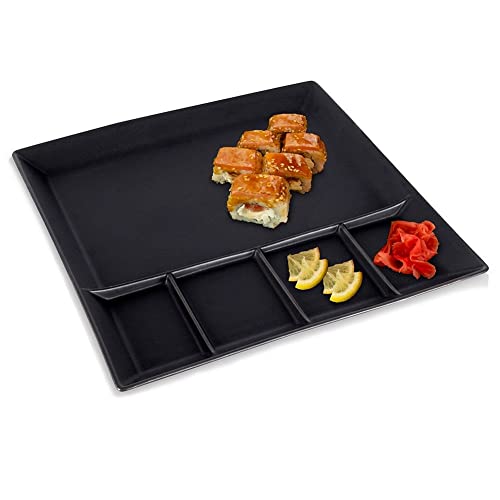 Vilde Porzellanteller Portionsteller Snackteller Menüteller Servierteller Servierplatte Snackschale für Snacks und Vorspeisen schwarz 25x25 cm von Vilde