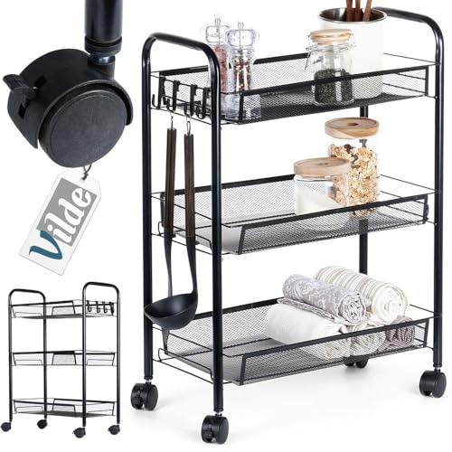 Vilde Rollwagen Rollregal Regalwagen Aufbewahrungswagen Servicewagen 3 Etagen aus Metall schwarz Vilde Rollwagen Rollregal Regalwagen Aufbewahrungswagen Servicewagen 3 Etagen aus Metall schwarz von Vilde