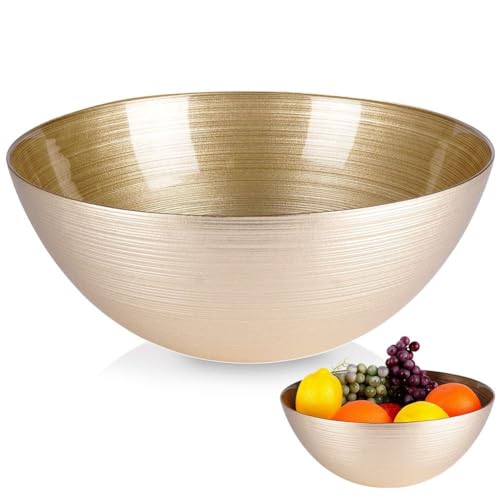 Vilde Schüssel Glasschüssel Salatschüssel Schale für Salate aus Glas Gold rund 28 cm 3,6 L von Vilde