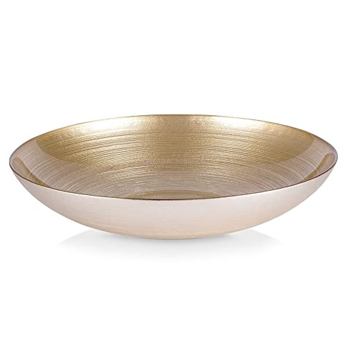 Vilde Schüssel Glasschüssel Salatschüssel Schale für Vorspeisen Obst aus Glas Gold Servierplatte groß 30 cm 2,2 L von Vilde